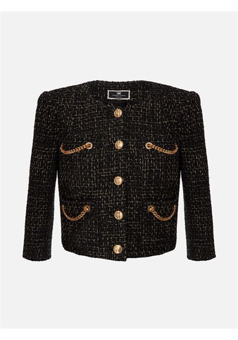 Giacca corta in tweed lurex con catene Elisabetta Franchi ELISABETTA FRANCHI | Giacche | GI06837E2110
